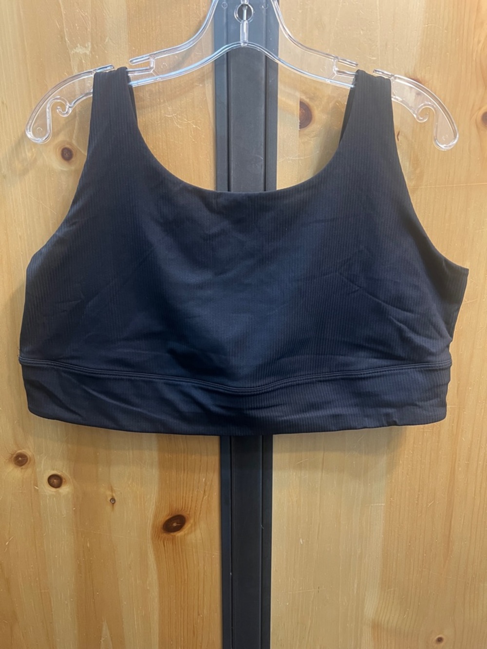 Ribbed Black Crop Sports Bra - Women's Supportive Bralette